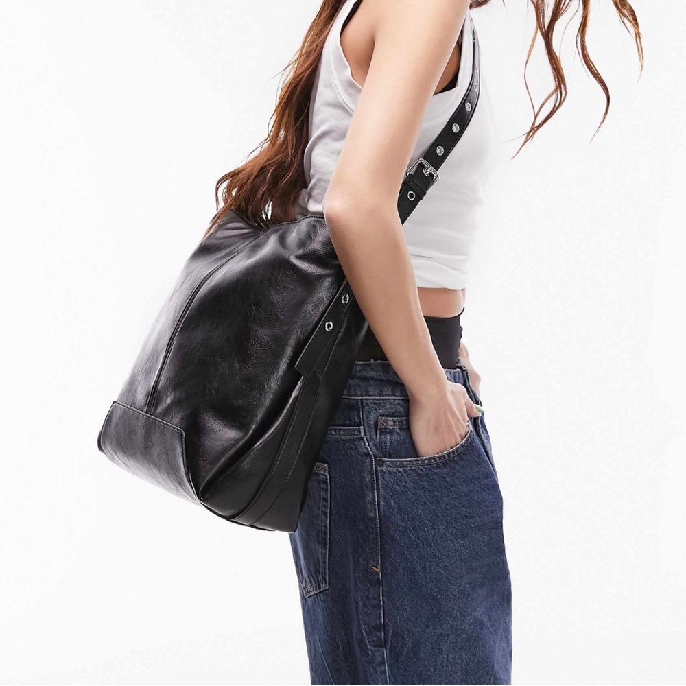 Top shop Theo tote bag w/ buckle and folded detail